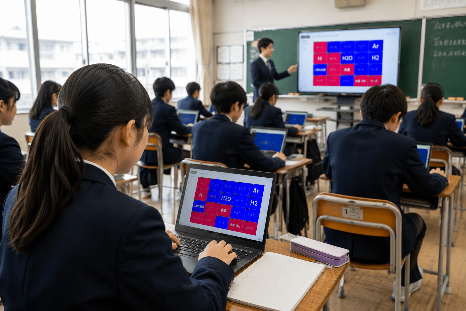 タブレットを使った学校授業の様子